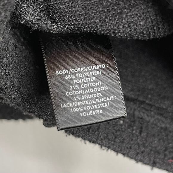 ANN TAYLOR / black lace trim long sleeve top - Picture 6 of 7